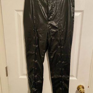 D & M Black Faux Leather Pants